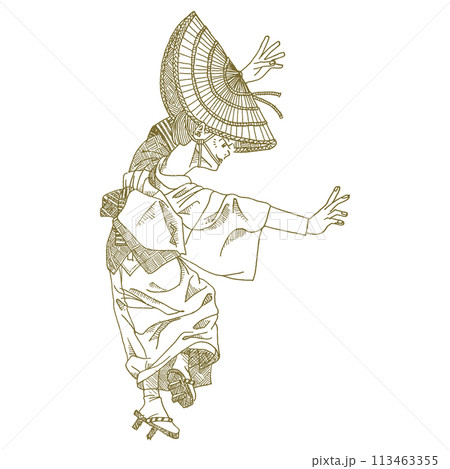 よさこい祭りの線画イラスト 113463355