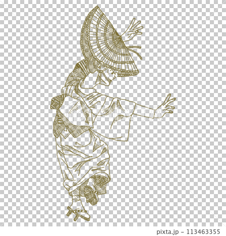 よさこい祭りの線画イラスト 113463355