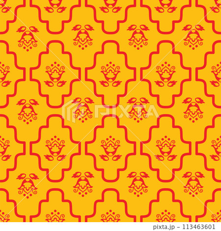 Decorative ornamental diaper seamless pattern vector yellow 113463601