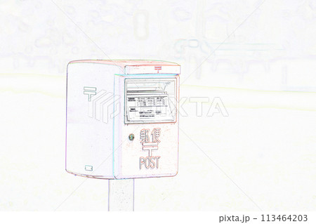 パステル調　”郵便ポスト”　イラストイメージ 113464203