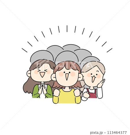 喜ぶ女性たちのイラスト 113464377
