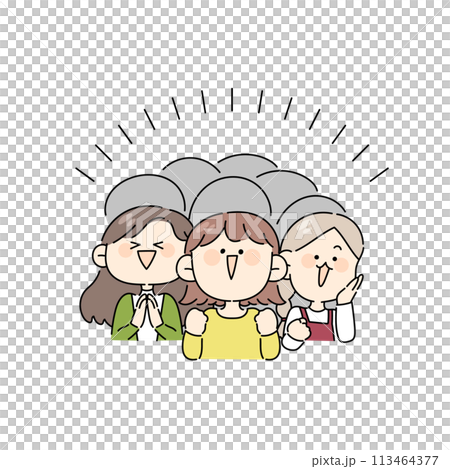 喜ぶ女性たちのイラスト 113464377