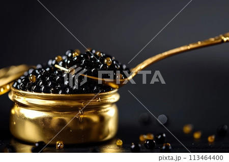 Black caviar in can, ai generative 113464400
