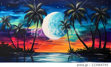 夜の熱帯島バケーションの魅力を体験する No.036　AI生成画像 113464745