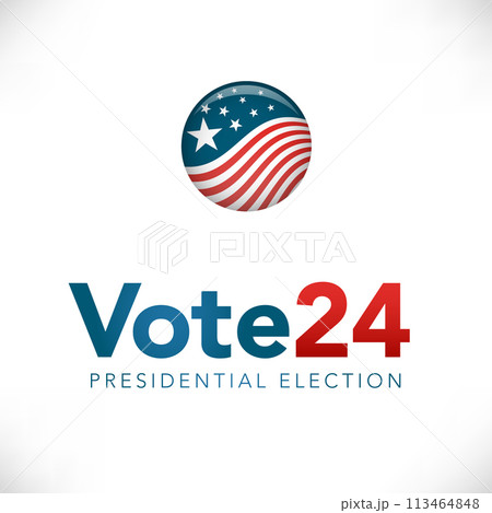 Voting 2024 Icon with Vote, Government, and Patriotic Symbolism and Colors 113464848