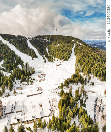 Pamporovo ski resort vertical panorama,Bulgaria Pamporovo ski resort vertical panorama,Bulgaria 113465380