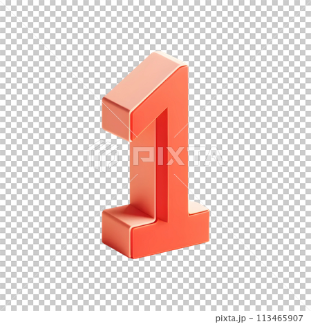 3D Red number one 113465907