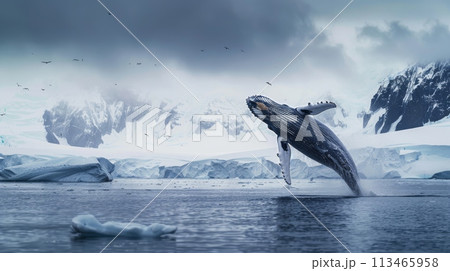 A Humpback Whale Jumping Out of the Water A Humpback Whale Jumping Out of the Water 113465958