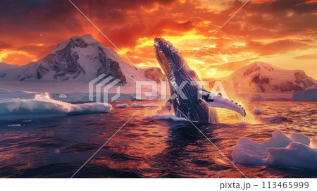 Majestic Humpback Whale Jumping Out of the Water Majestic Humpback Whale Jumping Out of the Water 113465999