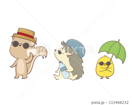 熱中症対策をする動物たち 113466232