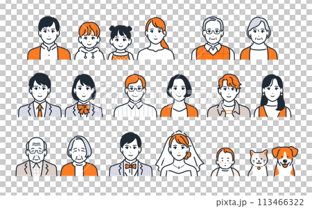 Simple vector illustration icon set material of people of various ages Simple vector illustration icon set material of people of various ages 113466322