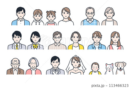 家族のカラーアイコンセット素材 家族のカラーアイコンセット素材 113466323