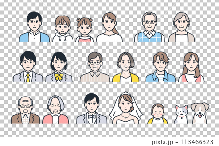 家族のカラーアイコンセット素材 家族のカラーアイコンセット素材 113466323