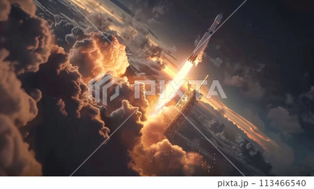 NASA Space Shuttle Launching Into the Sky 113466540