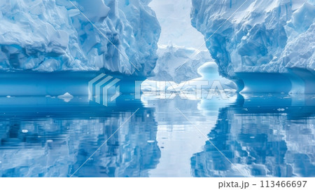 Massive Iceberg Floating in the Middle of a Body of Water 113466697