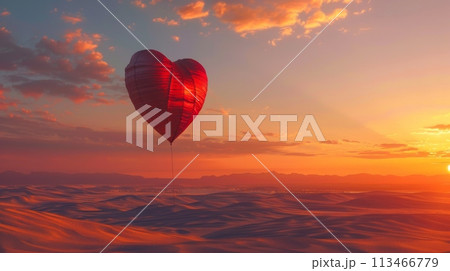 Heart Shaped Balloon Flying in the Sky 113466779