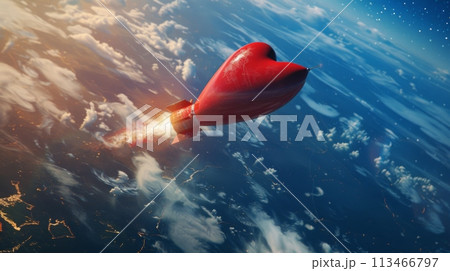 Red Rocket Soars Through Air Red Rocket Soars Through Air 113466797