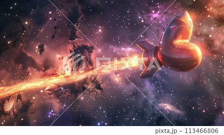 Space Ship Traveling Through Star-Filled Galaxy Space Ship Traveling Through Star-Filled Galaxy 113466806