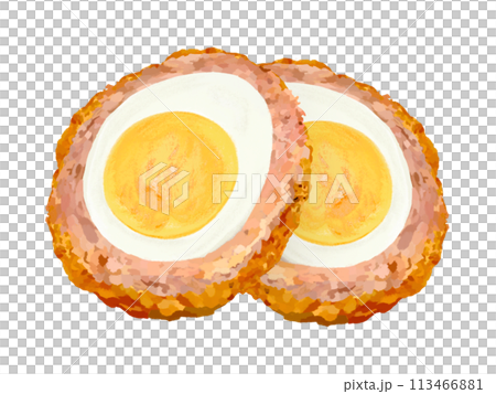 2個蘇格蘭蛋(橫切面) 2個蘇格蘭蛋(橫切面) 113466881