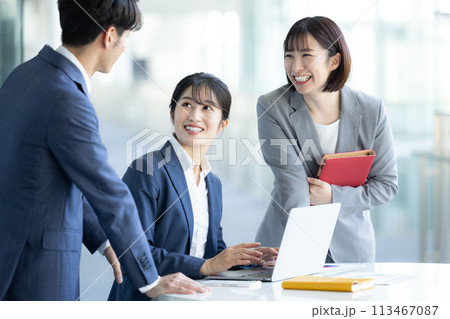 ビジネス　ミーティングをする男女 113467087