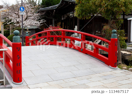 神戸・須磨寺の龍華橋とサクラ 113467517