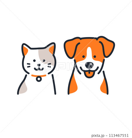 犬と猫のシンプルなアイコンイラスト素材 犬と猫のシンプルなアイコンイラスト素材 113467551