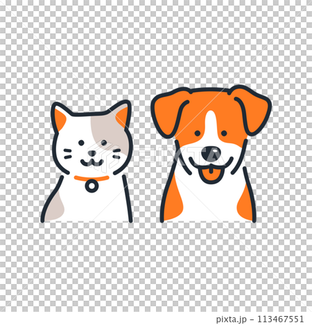 犬と猫のシンプルなアイコンイラスト素材 犬と猫のシンプルなアイコンイラスト素材 113467551