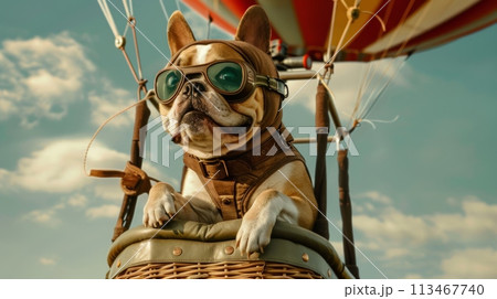 Dog in Hot Air Balloon With Goggles 113467740