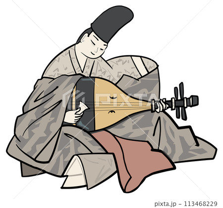 琵琶を弾く平安貴族 113468229