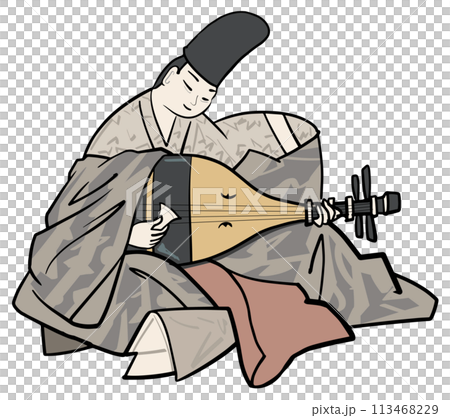 琵琶を弾く平安貴族 113468229