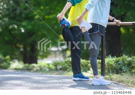 準備運動をする女性 ストレッチ 準備運動をする女性 ストレッチ 113468446