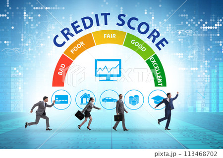Credit score concept with businessman 113468702