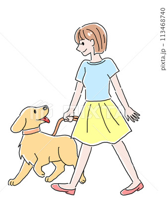 犬の散歩をする女性 113468740