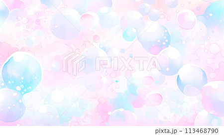 ドリーミーな泡の水彩イラスト背景 113468790