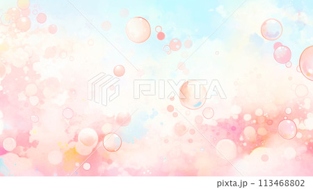 ドリーミーな泡の水彩イラスト背景 113468802