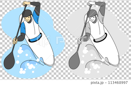 Canoe and slalom athletes illustration set Canoe and slalom athletes illustration set 113468997