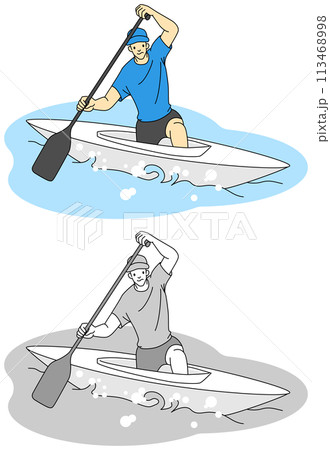 カヌー、スプリントの選手のイラストセット カヌー、スプリントの選手のイラストセット 113468998