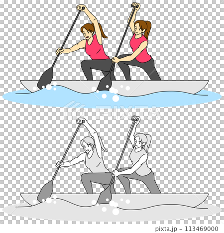 Canoeing, sprint team illustration set Canoeing, sprint team illustration set 113469000