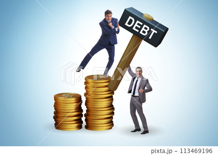 Businessman in loan and debt concept 113469196