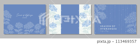 紫陽花 アジサイ 梅雨  hydrangea 素材セット フレーム 背景 ベクターイラスト シンプル 紫陽花 アジサイ 梅雨  hydrangea 素材セット フレーム 背景 ベクターイラスト シンプル 113469357