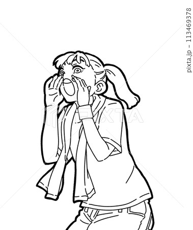 大きな声で応援している女の子 大きな声で応援している女の子 113469378