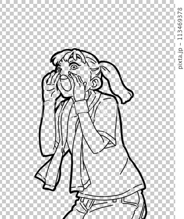 大きな声で応援している女の子 大きな声で応援している女の子 113469378