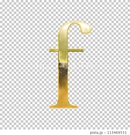 金色襯線小寫字母“f” 113469531