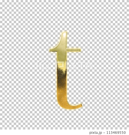 Golden serif lowercase alphabet "t" 113469550