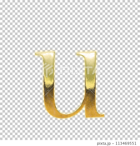Golden serif lowercase alphabet "u" 113469551