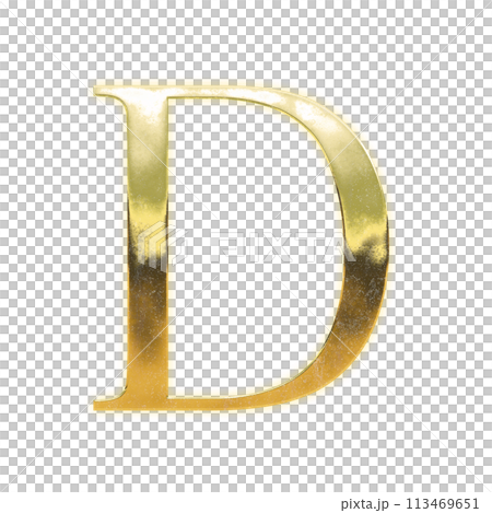 Golden serif capital letter "D" 113469651
