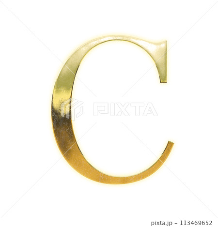 黄金のセリフ体の大文字アルファベット「C」 113469652