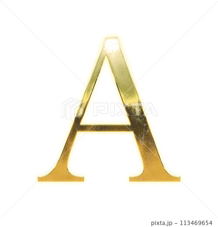 黄金のセリフ体の大文字アルファベット「A」 113469654