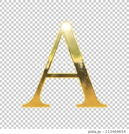 黄金のセリフ体の大文字アルファベット「A」 113469654