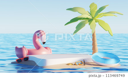 3D render, minimal Summer background with empty podium or pedestal platform for showing product, cosmetic scene for mock up, beach swim elements decoration. 3D render, minimal Summer background with empty podium or pedestal platform for showing product, cosmetic scene for mock up, beach swim elements decoration. 113469749